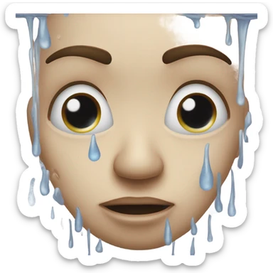 crying emoji with no eyes and in a pool of tear sticker