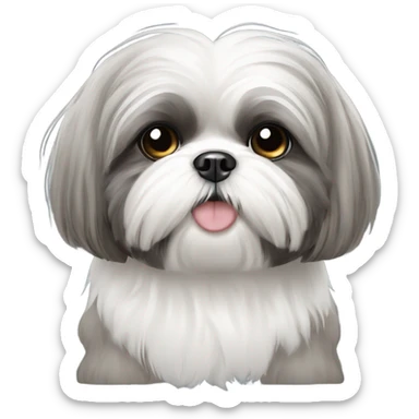 Grey and white Shih Tzu with hair so fluffy you can’t see his eyes  sticker