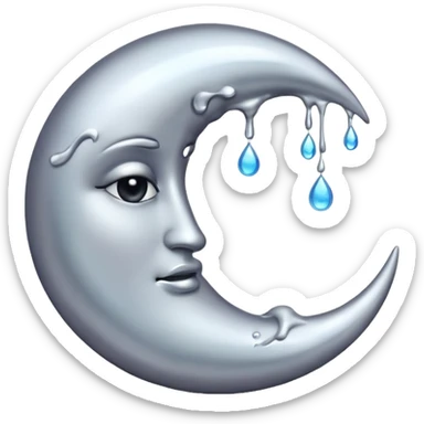 Mealting waning crescent moon sticker