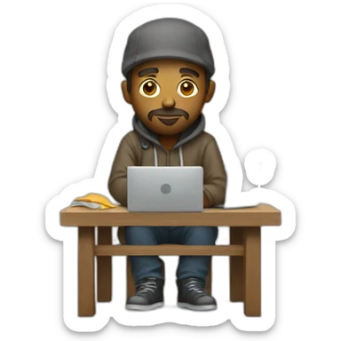 a homeless man works as a programmer sticker
