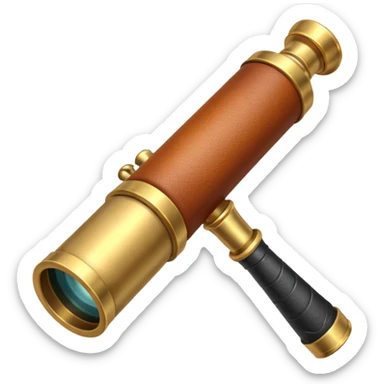 pirate spyglass object icon, brass telescope, leather grip, 3D cartoon, mobile game icon style, centered, clean background, no text, no watermark
 sticker