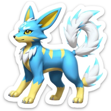 Zeraora-Renamon-Electrike-Umbreon-Lombax-Weregarurumon-fusion-creature (full body sticker