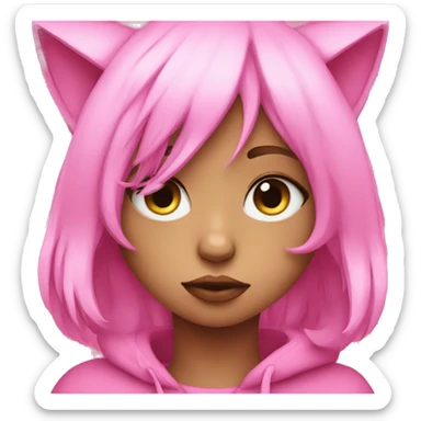 pink-techno-catgirl sad sticker