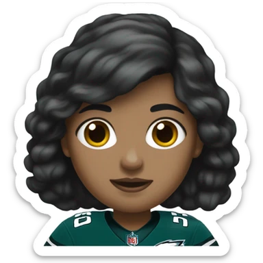  White female dark hair wearing Philadelphia Eagles jersey sticker