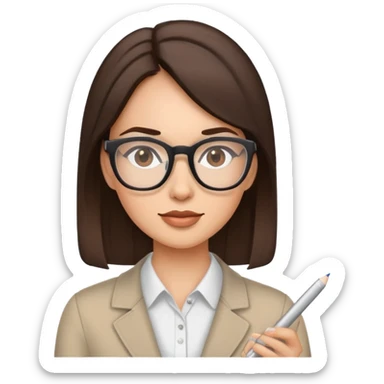 brune avec des lunettes qui travaille sticker