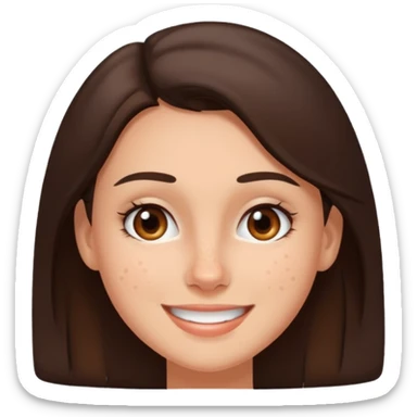 brunette with pimples on her cheek and forehead, still smiling sticker