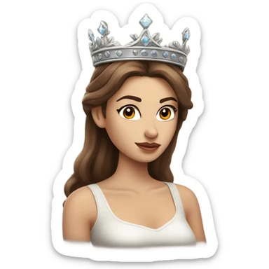 Beautiful girl with white skin, long brown hair and wearing a crown  and tattoos sticker