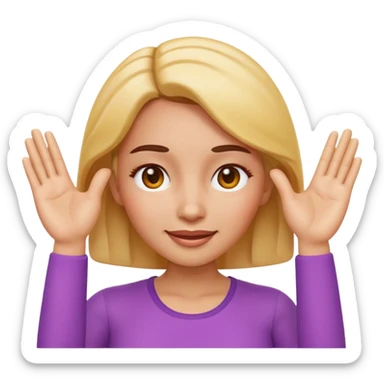 Apple-style 3D emoji of a cartoon woman with both hands placed at the sides of her forehead, as if pointing or highlighting the forehead area, cheerful and clear expression, colorful emoji style, no background. sticker