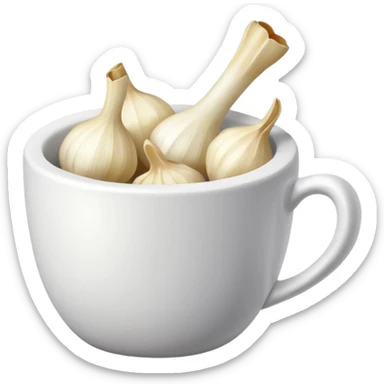 individual peeled garlic clove in a cup sticker