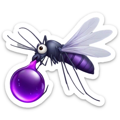 Adorable Mosquito sucking purple blood drop sticker