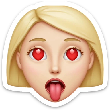 heart eyes with tongue sticking out sticker