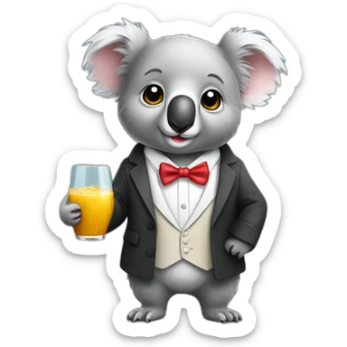 mathematician cute koala wearing dinner jacket sticker
