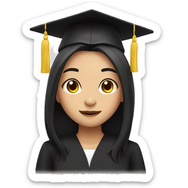 asian graduation girl with long black hair sticker