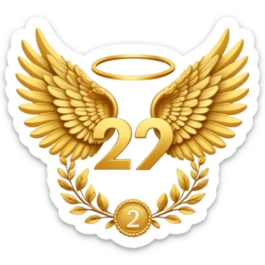 2st place award number decorated with golden angel  wings  sticker