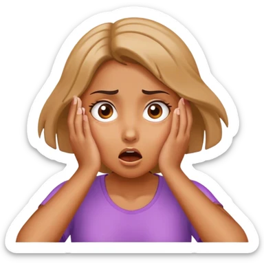 Shocked girl face and hands on face  sticker