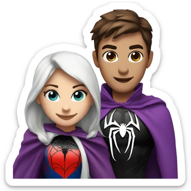 morrigan and spider-man with a heart between them sticker