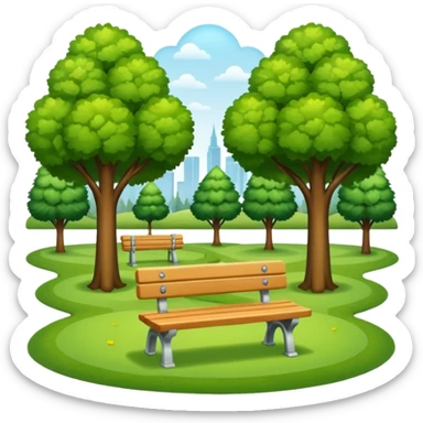 park with benches sticker