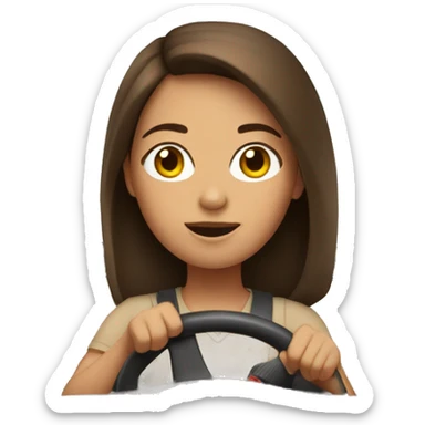 Girl with brown hair driving a car sticker