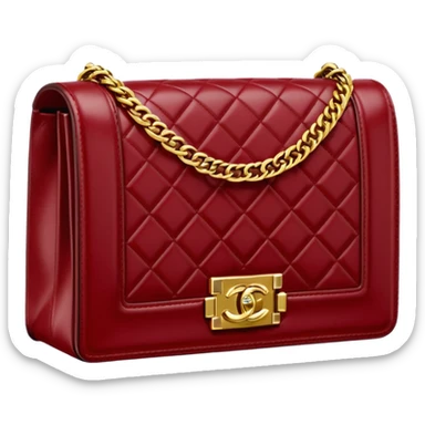 chanel le boy dark red bag gold hardware sticker
