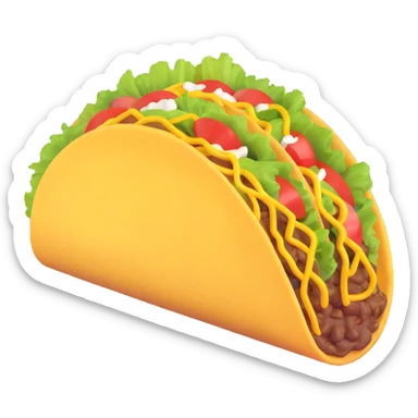 Make the taco much bigger and more visible, keeping the playful 3D emoji style, with no background. sticker