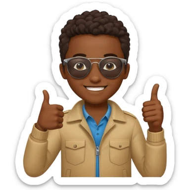 Creat light black kid with this "👍, 👈, 😀, 😎, reaction and make him habesha sticker