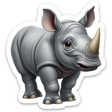 Realistic baby rhino sticker