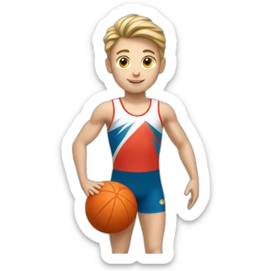 sporty european boy in gymnast uniform sticker