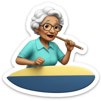 abuela surfeando con un cigarro sticker