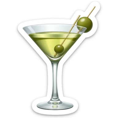 martini with 3 green khaki olives all at the same stick and same size . liquid should be a clear color like water kinda  sticker