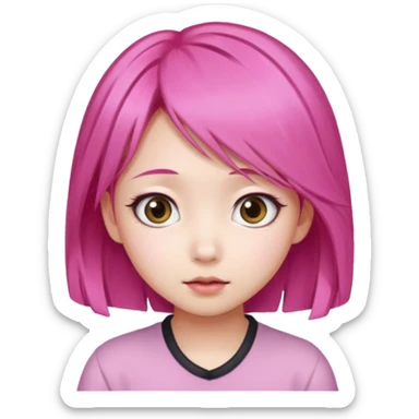 emoji An Asian girl with  pink hair, big eyes,sweet
 sticker