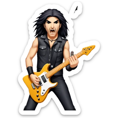 Icon for Heavy Metal: Anthrax band performing live on stage with electric guitars, drums, and a vocalist. The crowd is energetic, with heavy metal vibes. The design should capture the raw power and intensity of a live metal concert. Transparent background. sticker