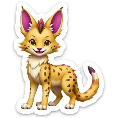 Cute Kawaii Epic Colorful Sergal-Serval-Vernid full body sticker
