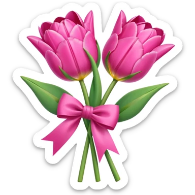 Pink tulips with a bow sticker