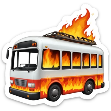 bus on fire crashed sticker