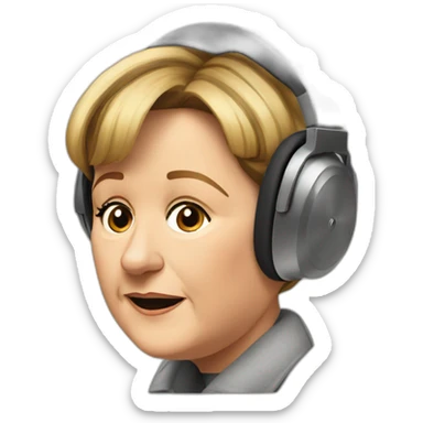 Angela Merkel listening to loud music on her headphones sticker