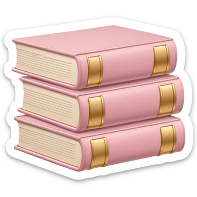 Pastel pink stack of books with leather covers and gold embossed details sticker