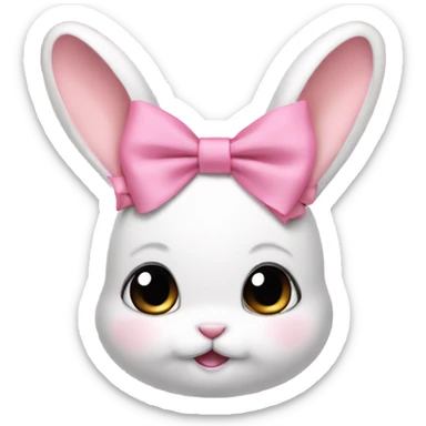 Baby bunny with coquette bow on ear, pink sticker