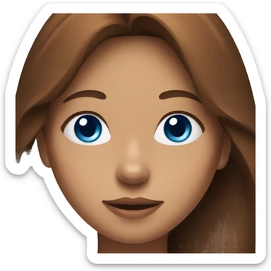 Long Brown hair woman and red husky with blue eyes sticker