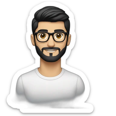 zayn malik with a perfectly groomed black beard and sleek black hair, confidently sporting a stylish pair of spectacles sticker