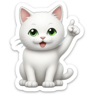 White cat gives a thumbs up sticker