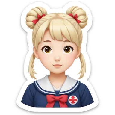 Super kawaii Japanese schoolgirl with high double bun hairstyle wearing Japanese sailor school uniform sticker