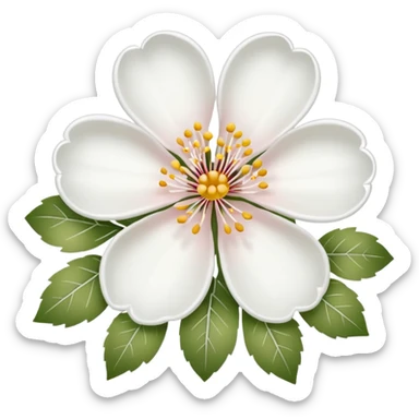 white sakura with a stitched border sticker