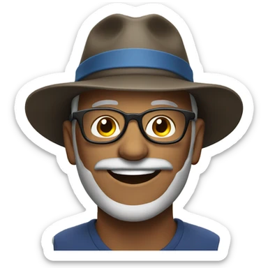 smiling Mature man with hat and beard and glasses sticker