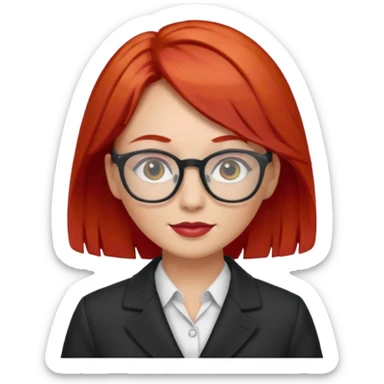 tailor woman with red hair and glasses sticker