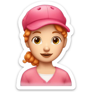 strawberry shortcake ginger girl short hair pink hat sticker
