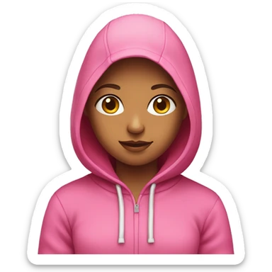 Girl with pink face wearing a pink hooded sweatshirt  sticker