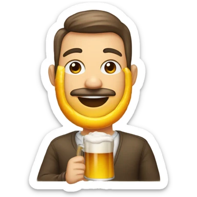 Homem simpatico com pinta de santinho com auréola na cabeça bebendo cerveja  sticker