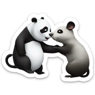 Panda and rat  flying kissing seen sticker