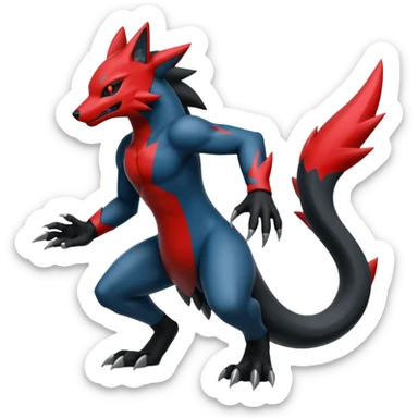 Edgy futuristic Zoroark-Salandit-Lucario-fusion sticker