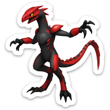  Cool Edgy Godly Futuristic Black Red Digimon-Fakemon-Raptor-Reptile full body sticker